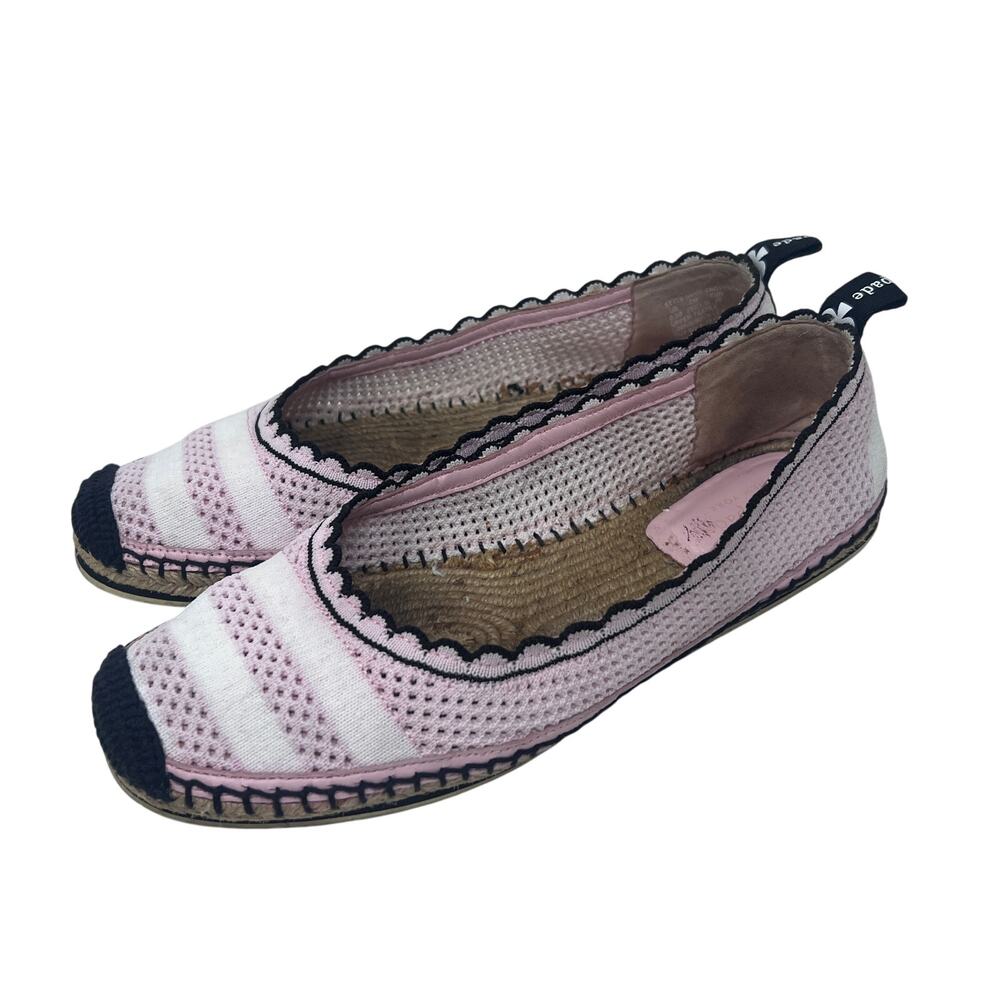 Kate Spade Espadrille Flat Womens 8.5 Knottingham Pink White Stripe Knit - Picture 5 of 10